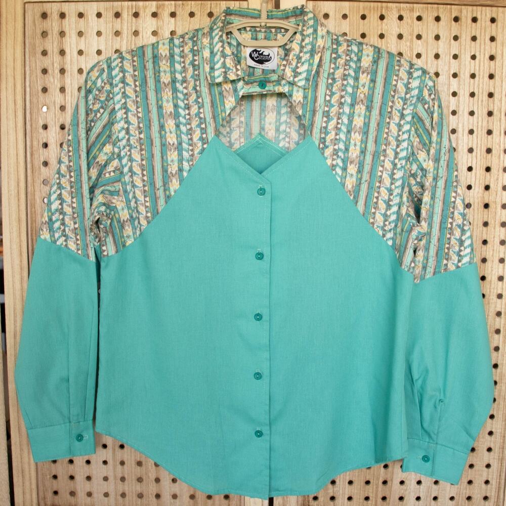 Vintage Western Collection Button Long Sleeve‎ Shirt Womens SIZE M